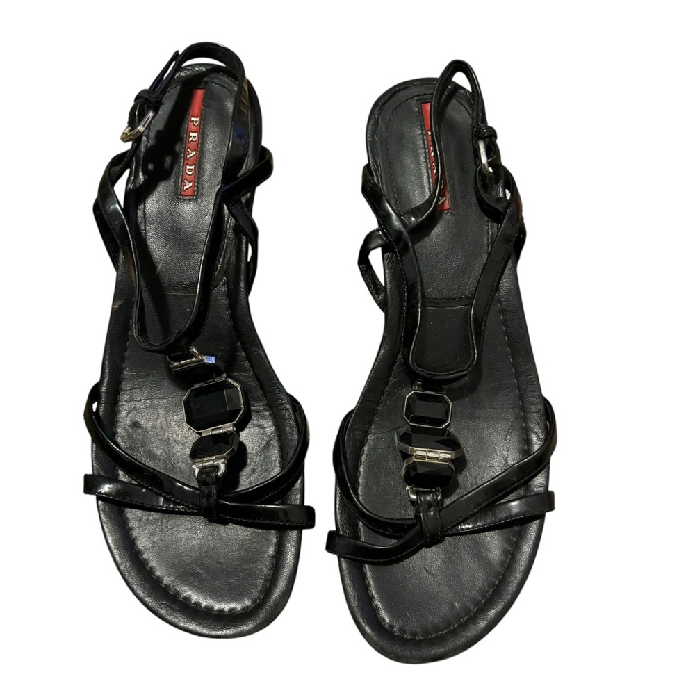 Prada Black Leather Ankle-Strap Platform Sandal - Picture 3 of 10